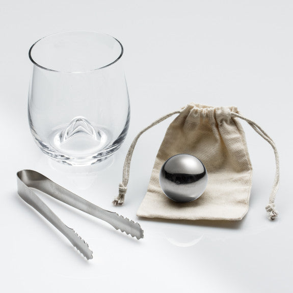 Coffret de verres à whisky 300 ml avec boule à glace en acier inoxydable, languette et pochette