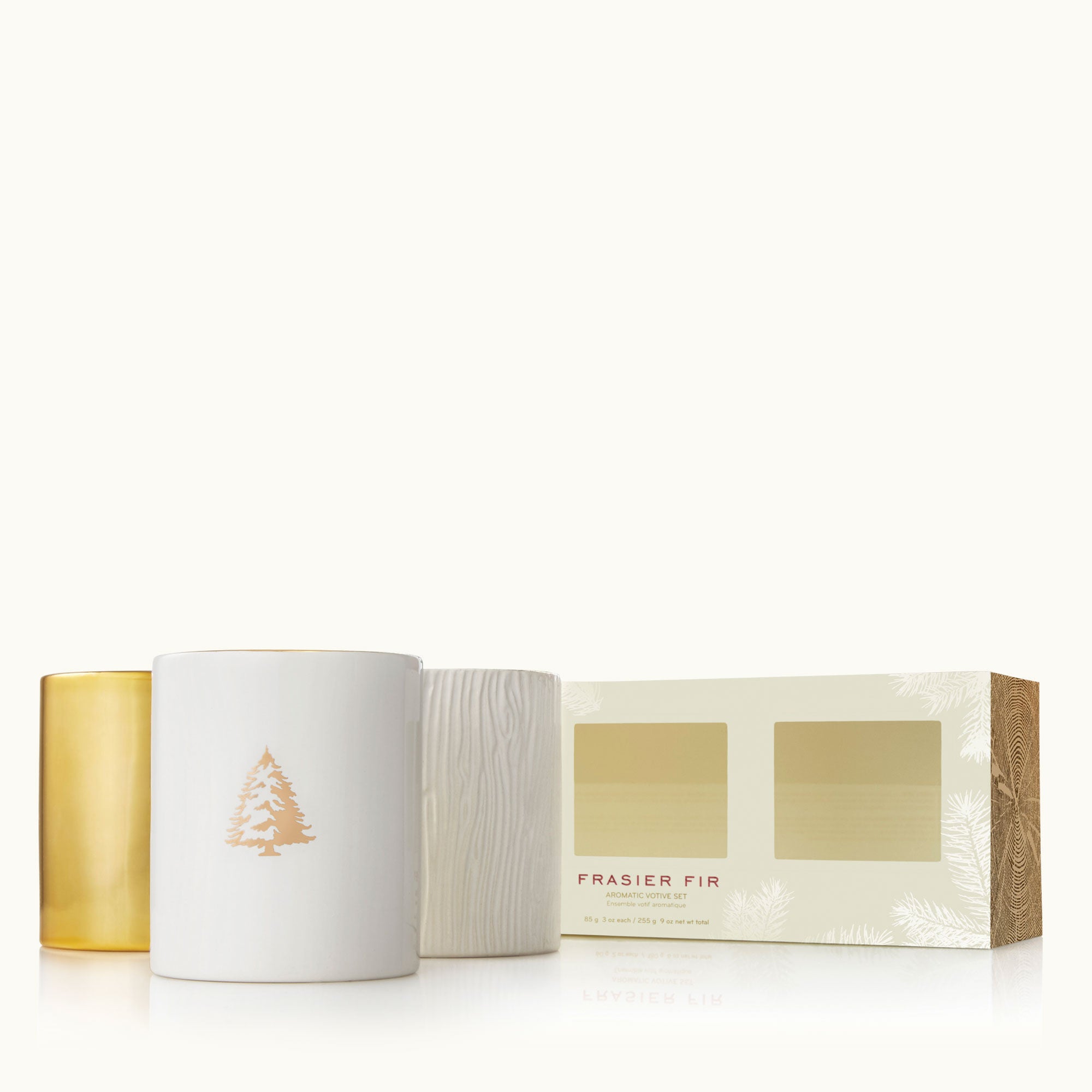 Thymes - Coffret trio de bougies coulées dorées en sapin Frasier