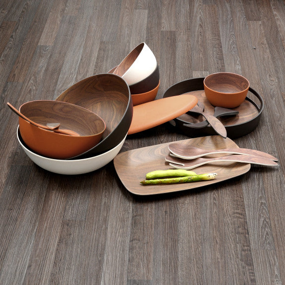 Bamboo Walnut Basic White - Medium Bowl, 23 cm