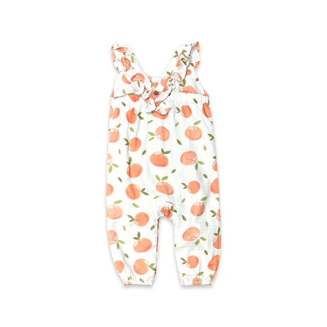 Peaches Ruffle & Button Sleeveless Jumpsuit (Organic Muslin)