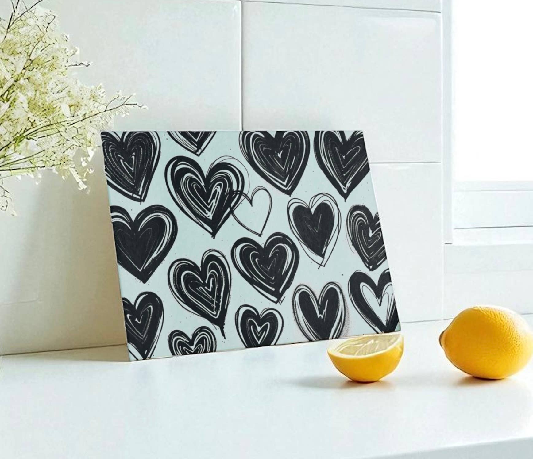 Black Hearts Cutting Board Serving Platter  