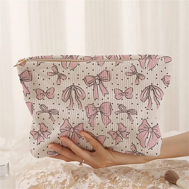 TRAVEL BOW COSMETIC MAKEUP POUCH BAG
