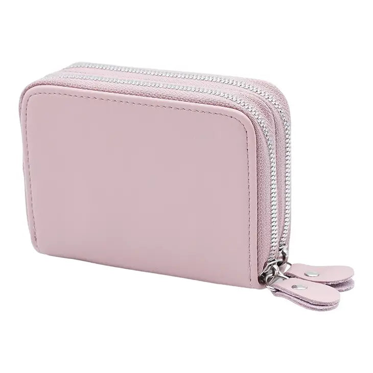 Leather Credit Card Holder & Wallet - Dusty Pink
