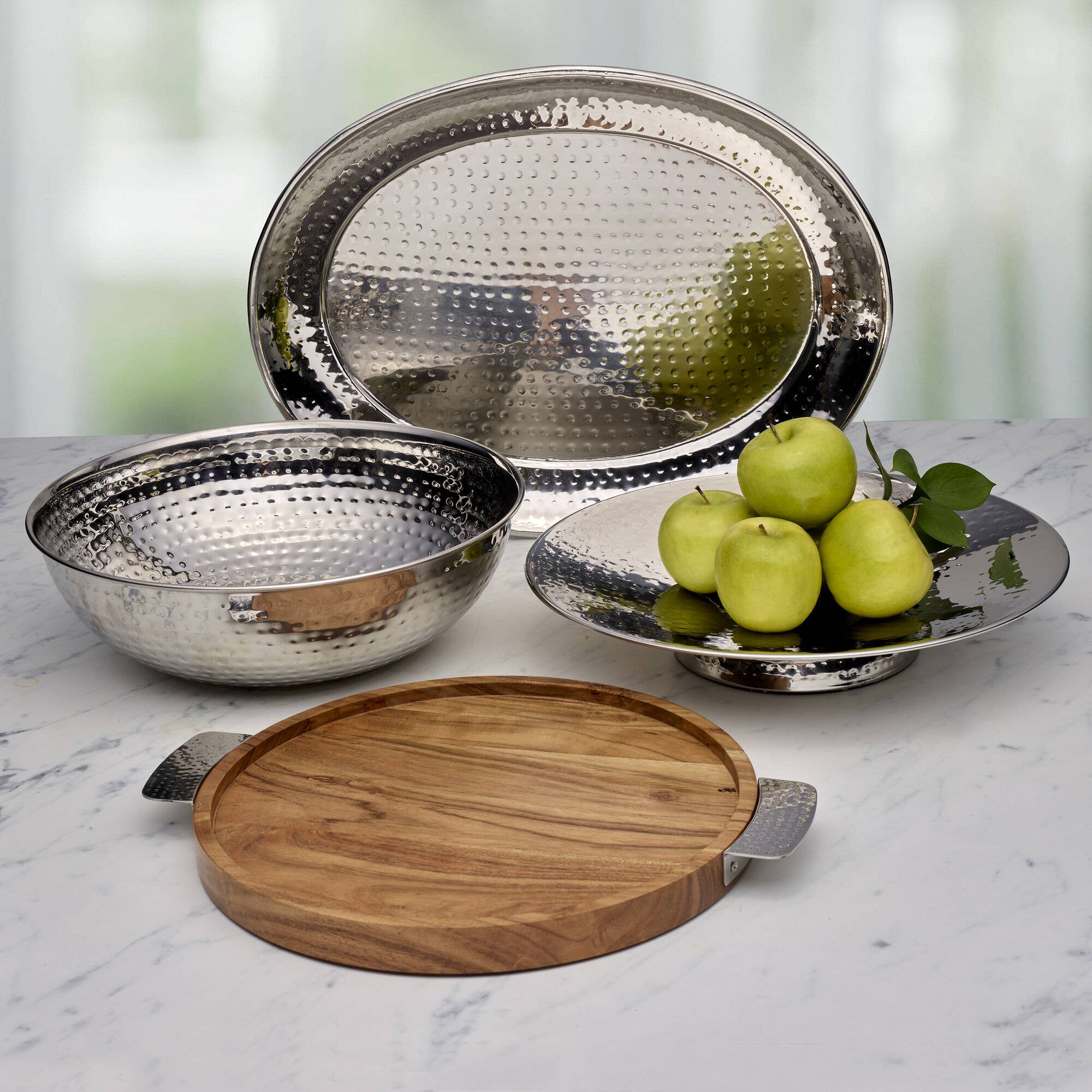 Round Acacia Wood Tray