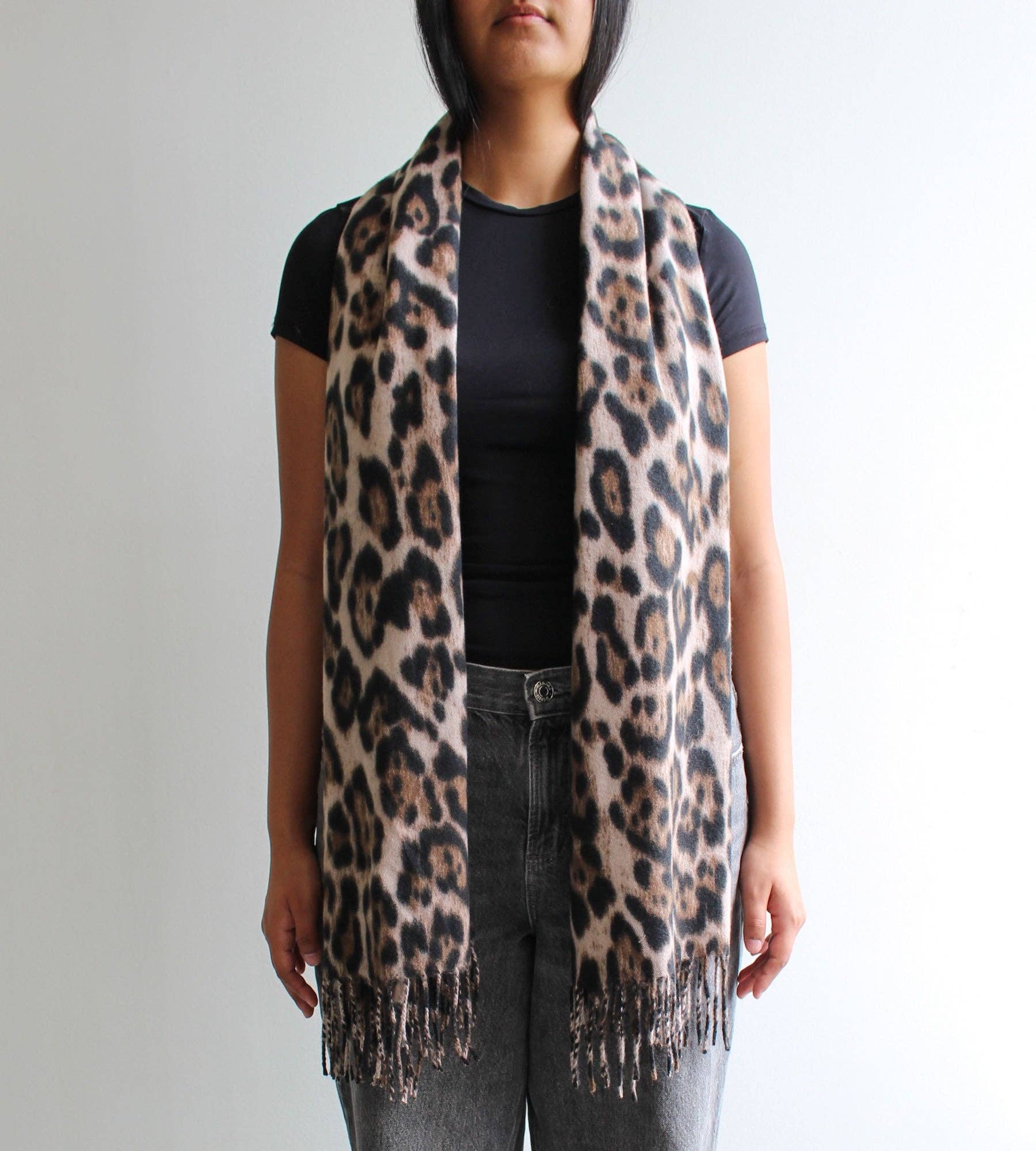 Animal Print Scarf - Brown