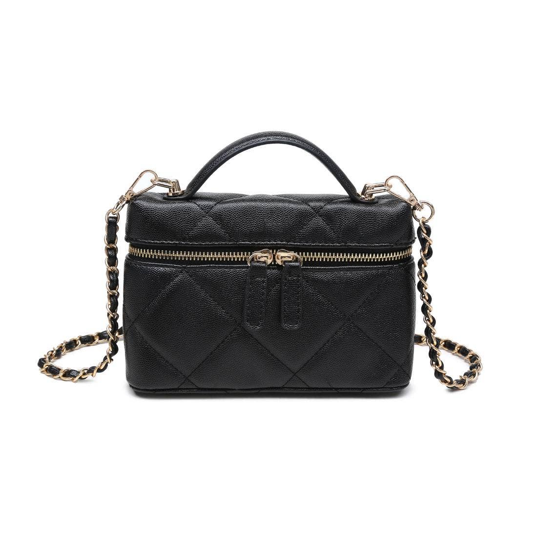 Quilted Vanity bag with chain - black