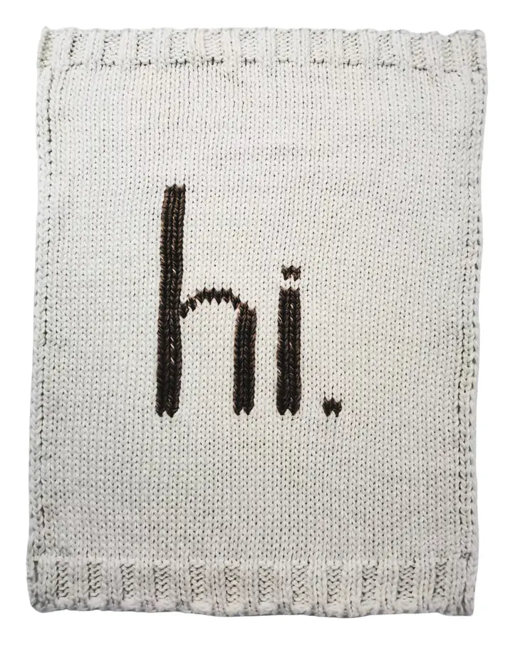 Newborn Blanket - 'Hi.' Hand Knit