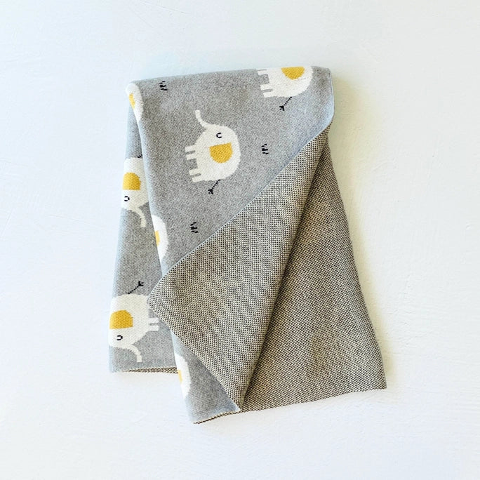 Personalized Elephant - Organic Cotton Baby Blanket