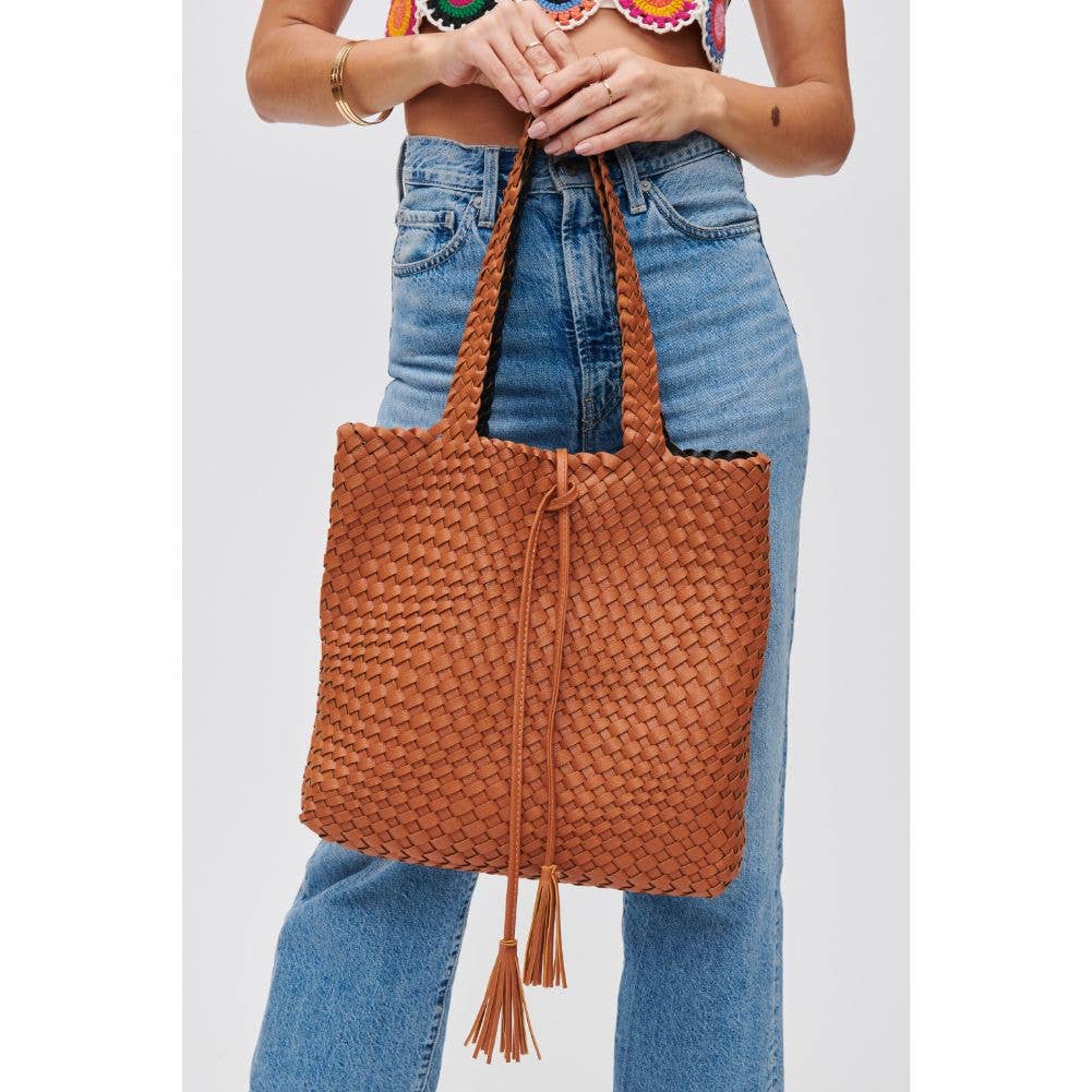 vegan leather basketweave Tote