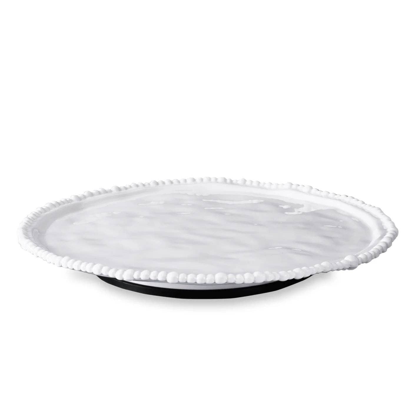 14" beaded Lazy Susan - White