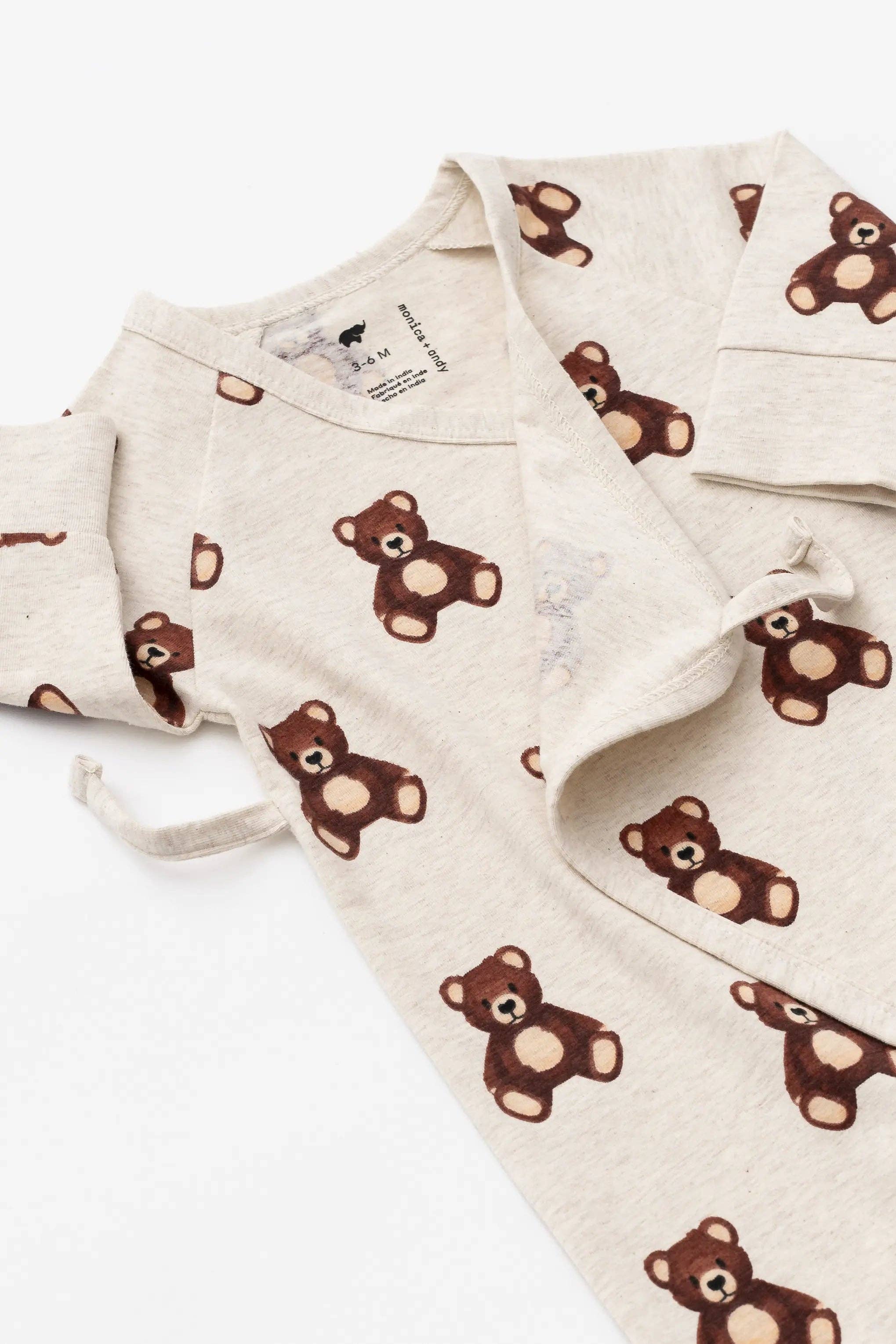 Baby Kimono Tie One-Piece Teddy Bears