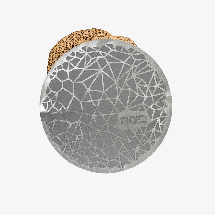 Geometric Matzah Cover Silver