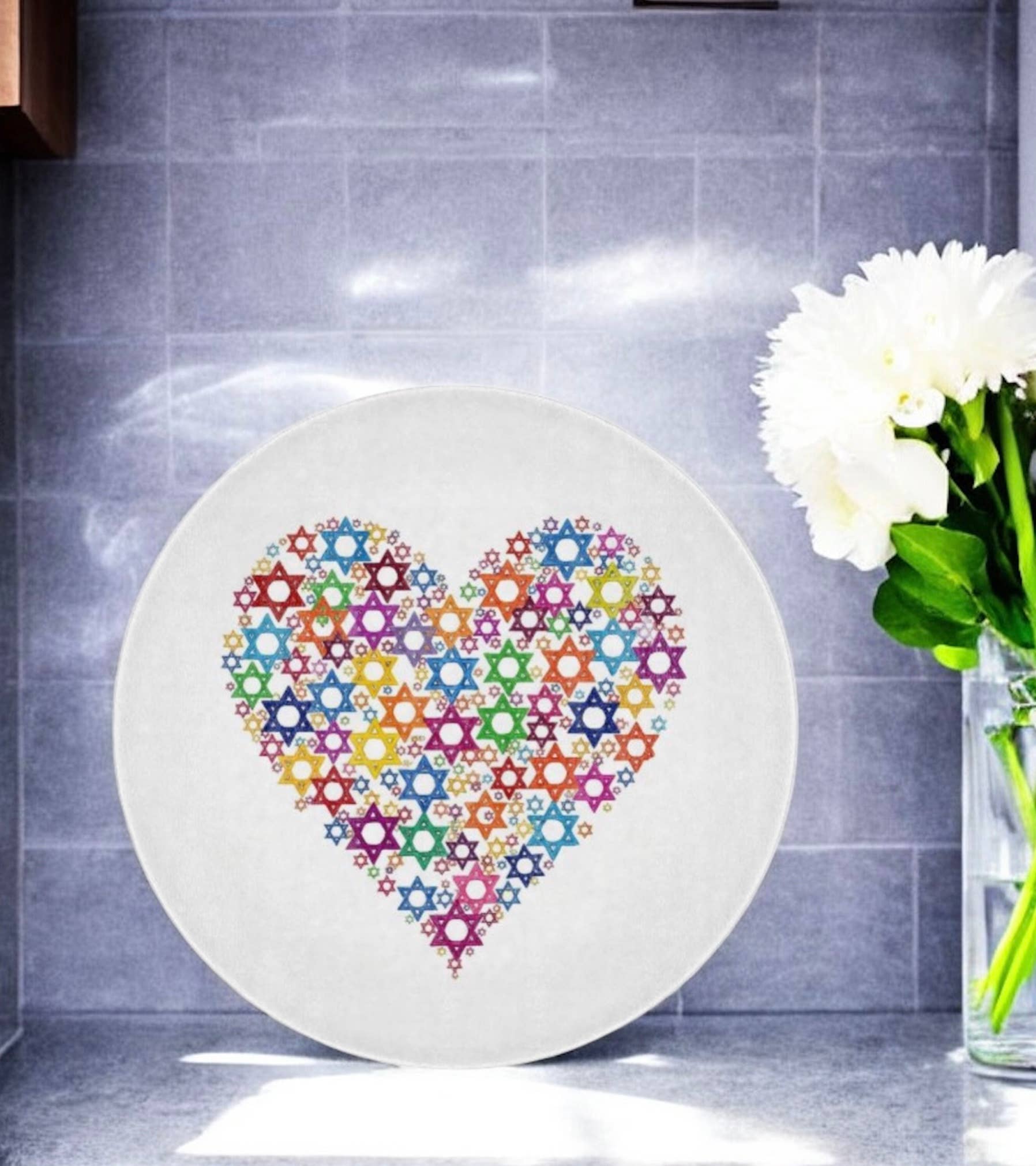 Star Of David Heart Judaica Art Cutting Board  