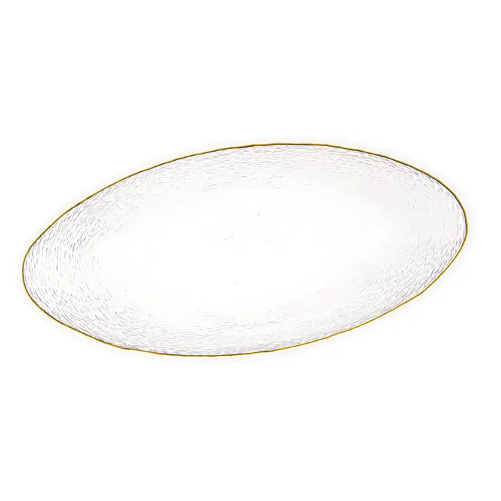 Glass Oval Serving Dish w/Gold trim