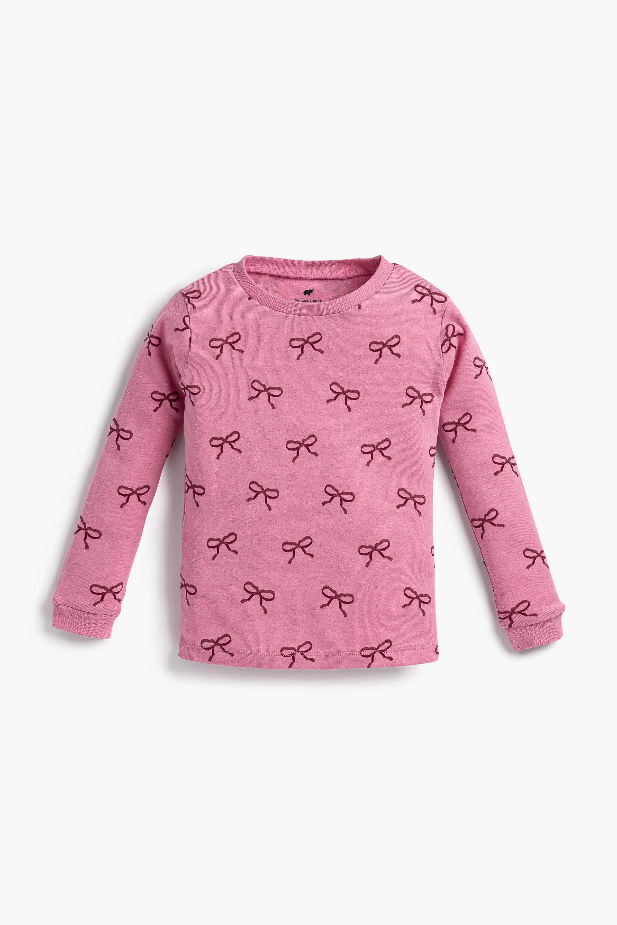 Two-Piece Pajama Set Pink Ribbons