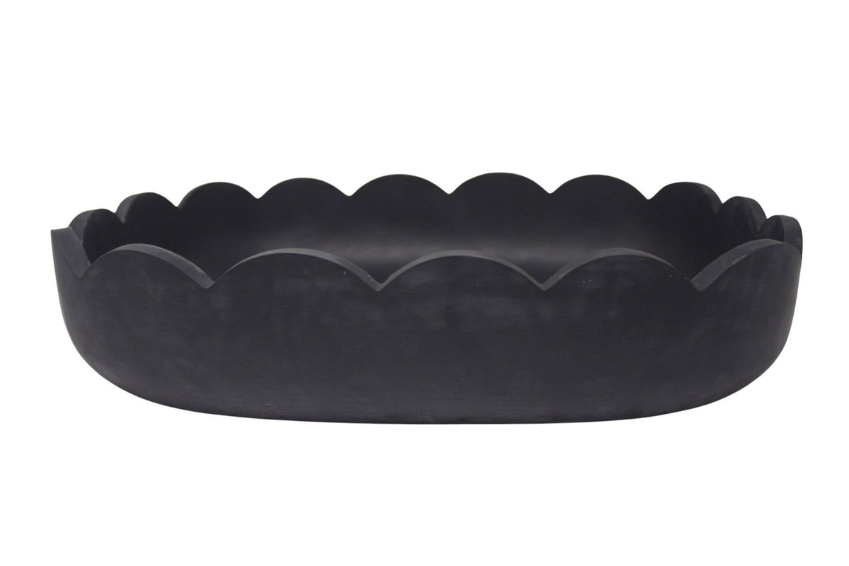 Scalloped Resin Oval Platter 16'' Black