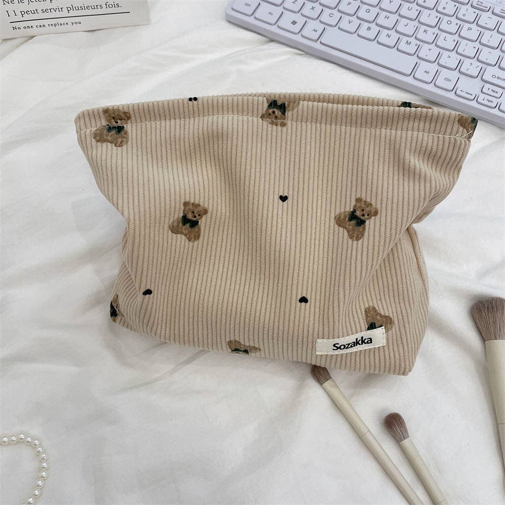 Cute Corduroy Bear cosmetic Bag