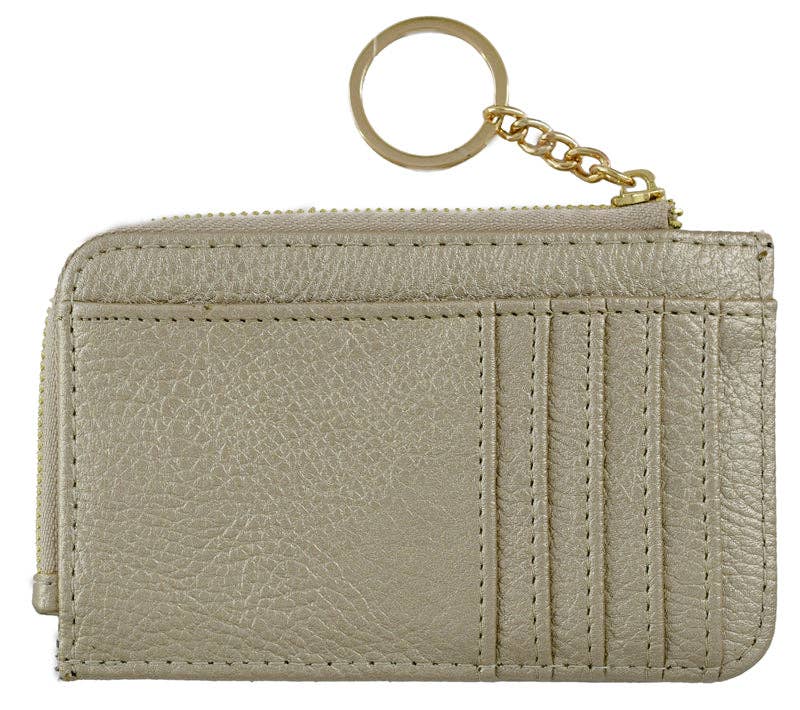 Faux Leather Card Holder Wallet - champagne gold