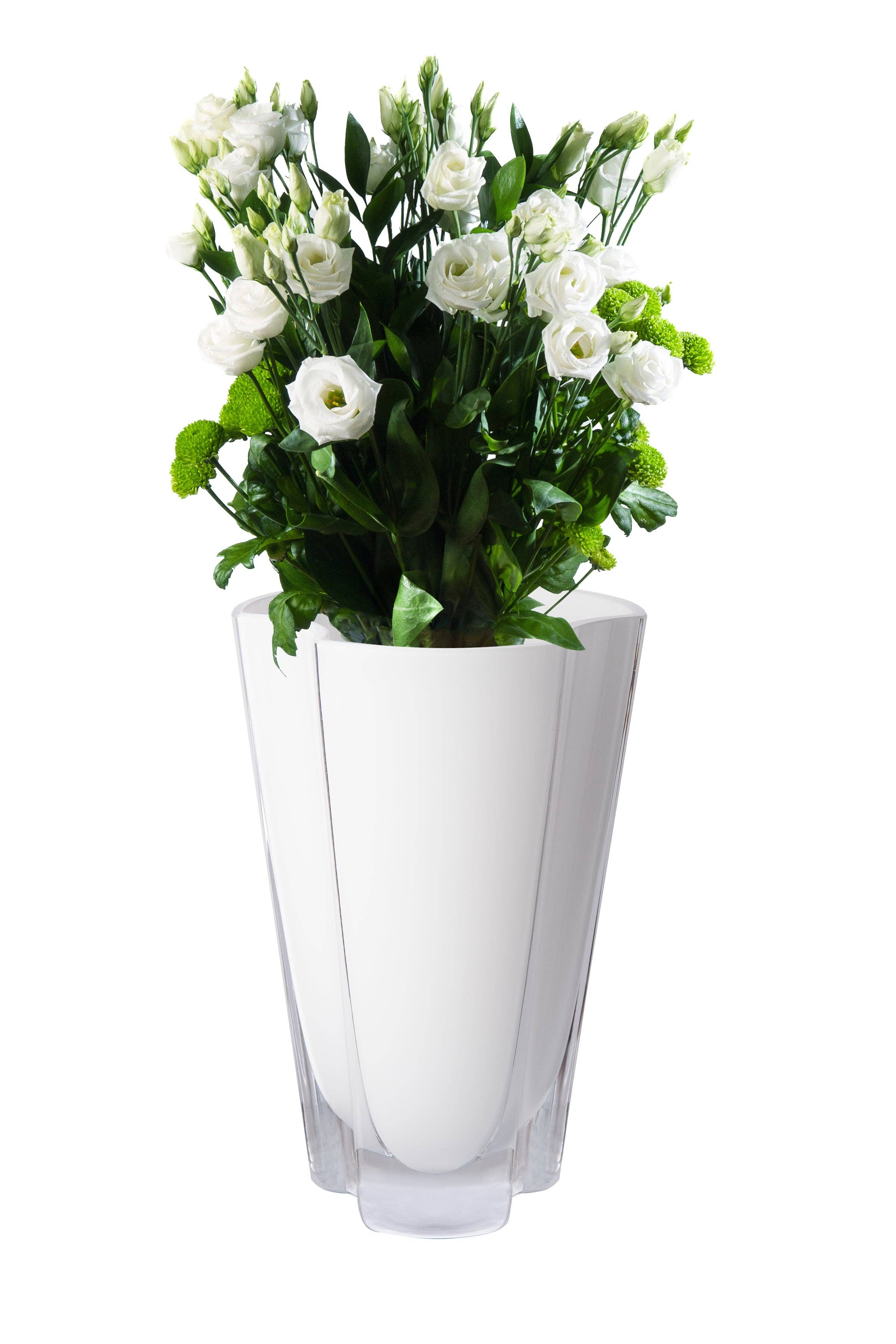 White Glass Wavy Vase