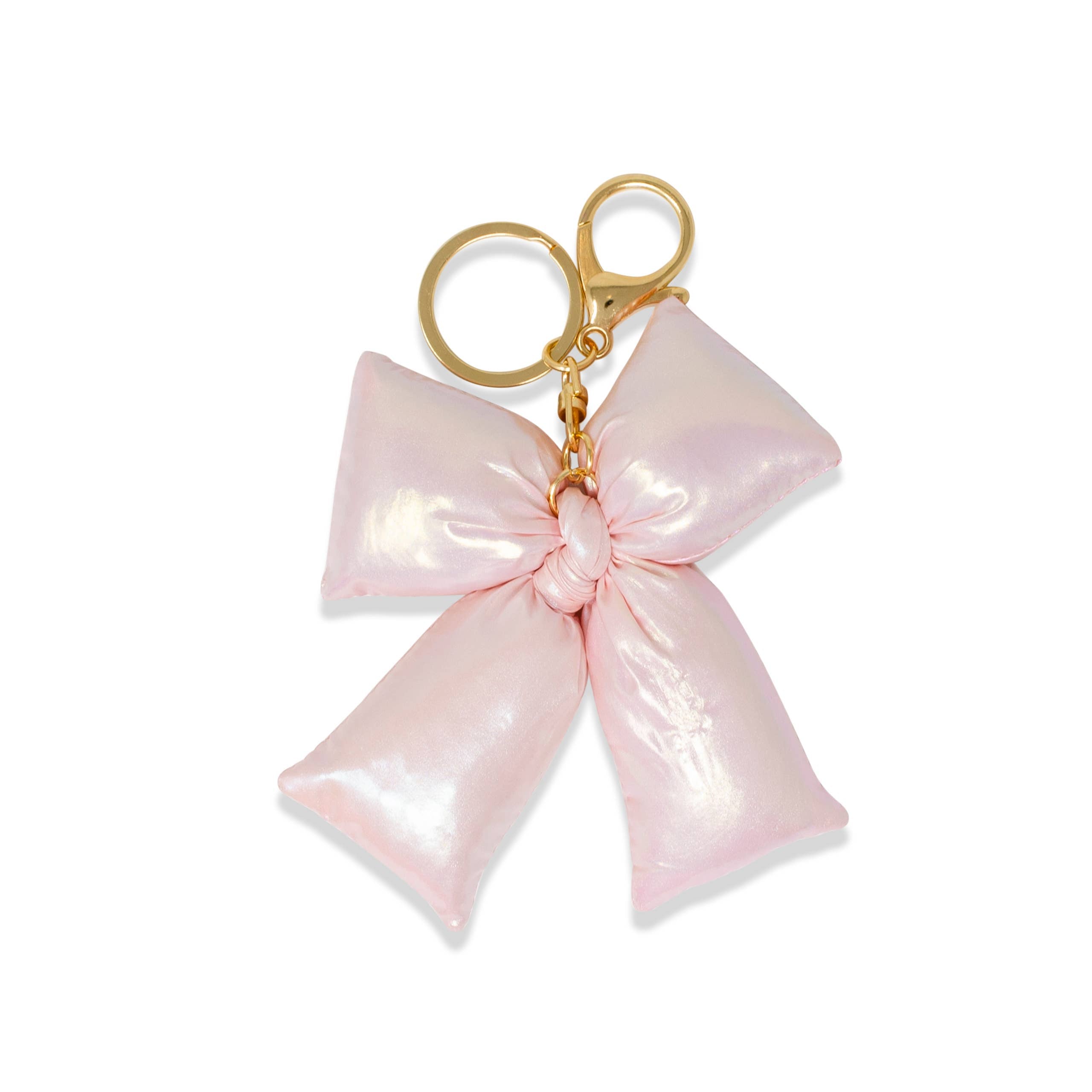 Shiny Quilted Fluffy Bow Handbag: Pink