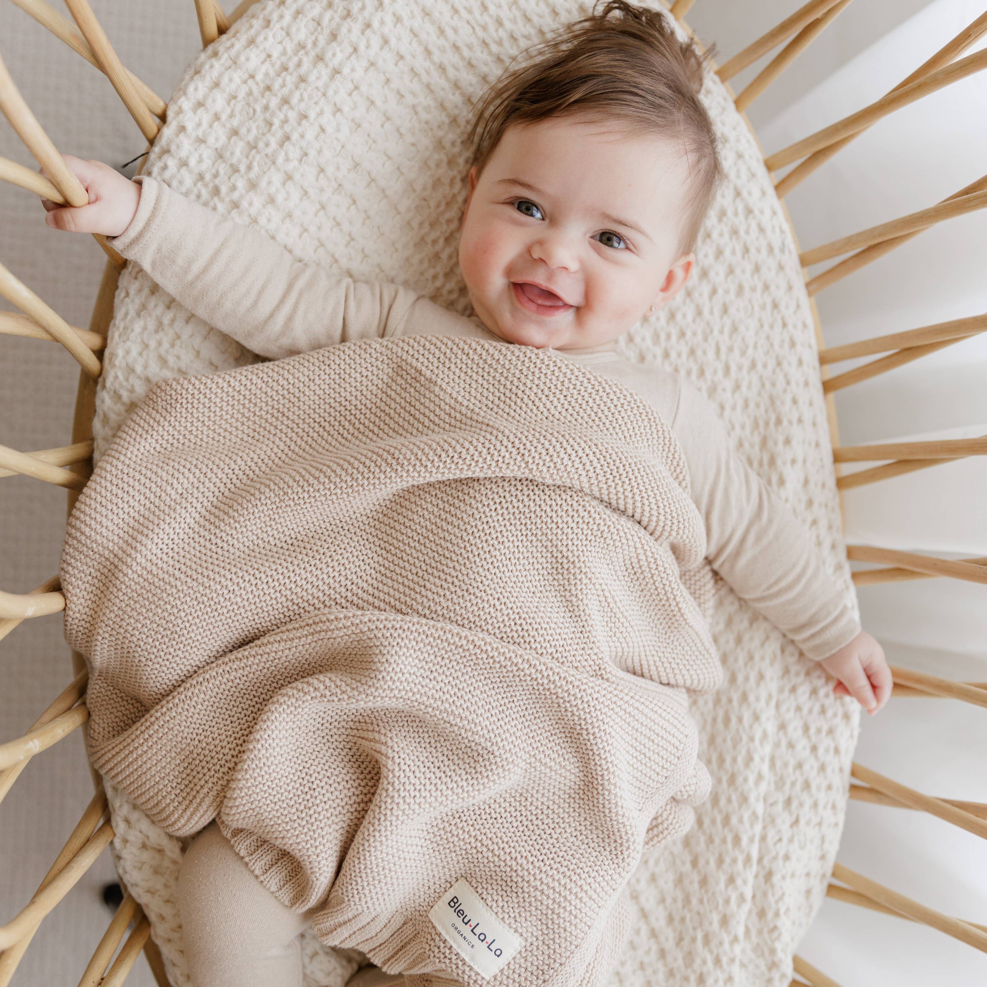 Heritage Knit 100% Organic Cotton Baby Blanket - Blush Pink