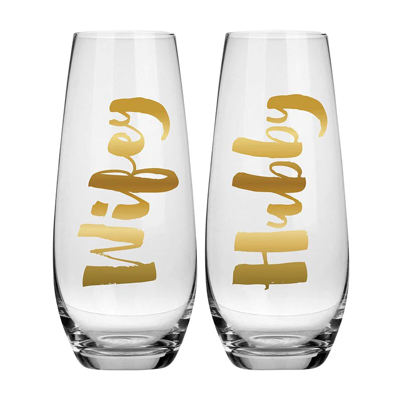 Wifey Hubby Champagne Glass Set