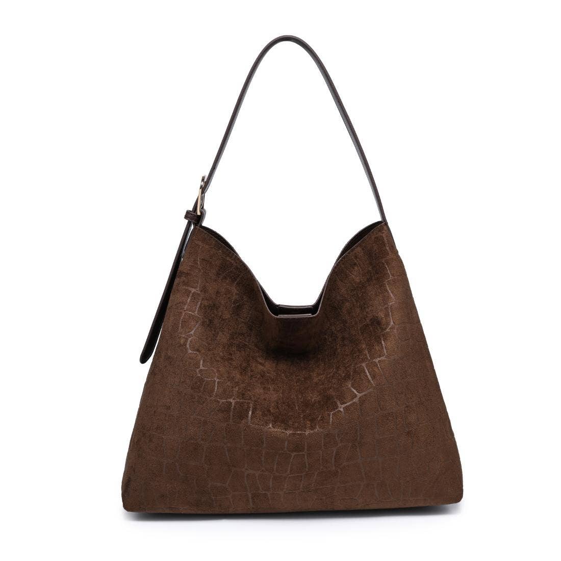 Croc suede shoulder Tote