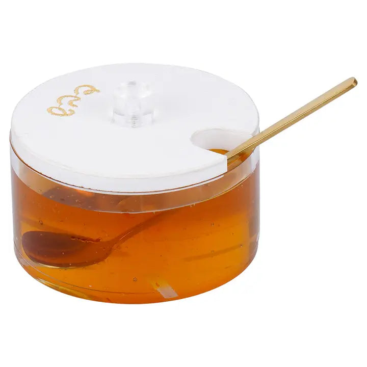 Lucite Honey Dish with leatherette top