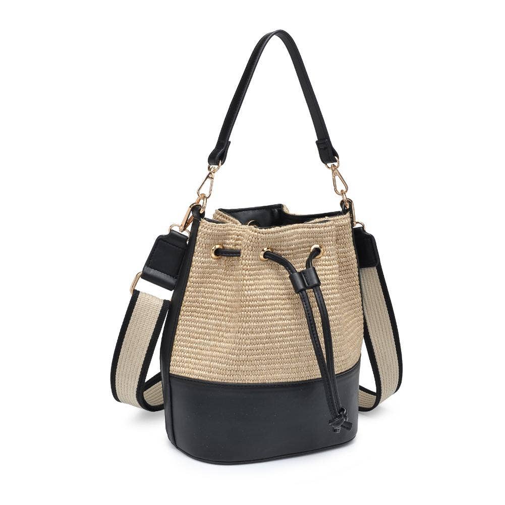 Vegan leather and raffia Crossbody