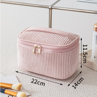 pink Corduroy cosmetic bag travel bag - 4 pc set