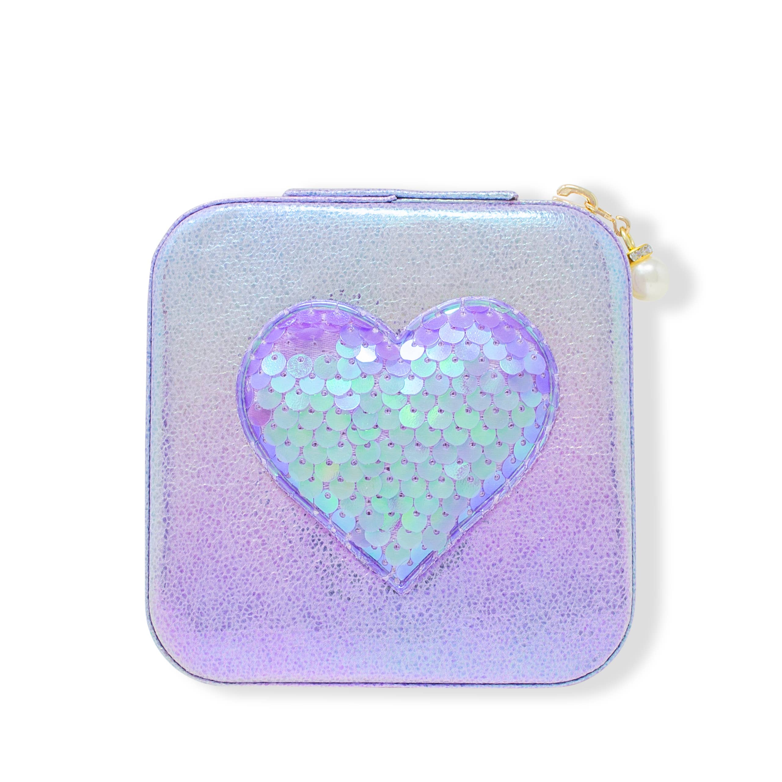 Sparking Sequin Heart Jewelry Box: Purple