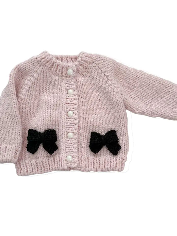 Pink and Black Baby Bow Cardigan