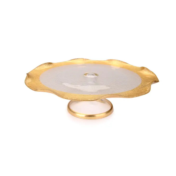 Glass Cake Stand with Gold Border