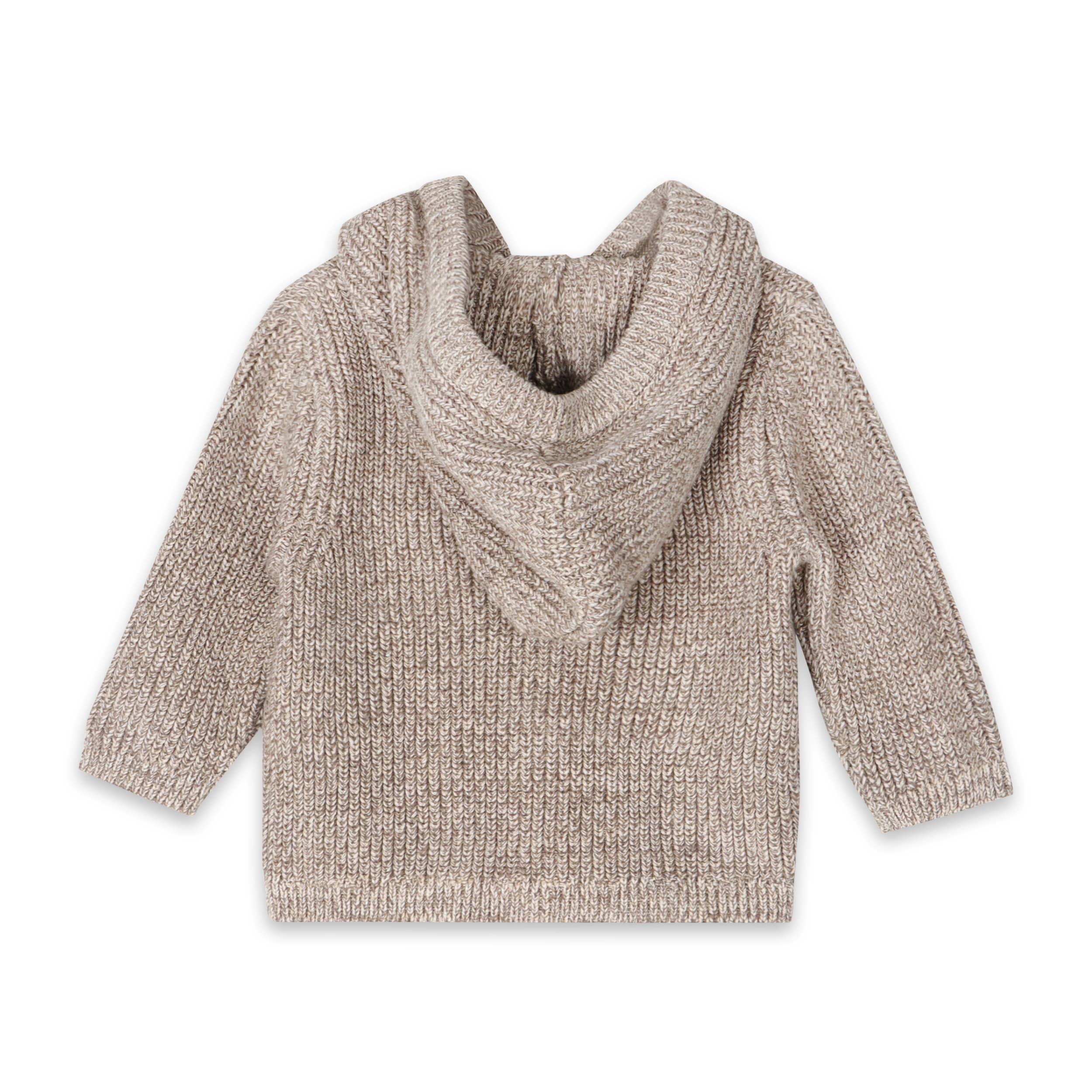 Classic Chunky Knit Baby Hooded Jacket (Organic Cotton)