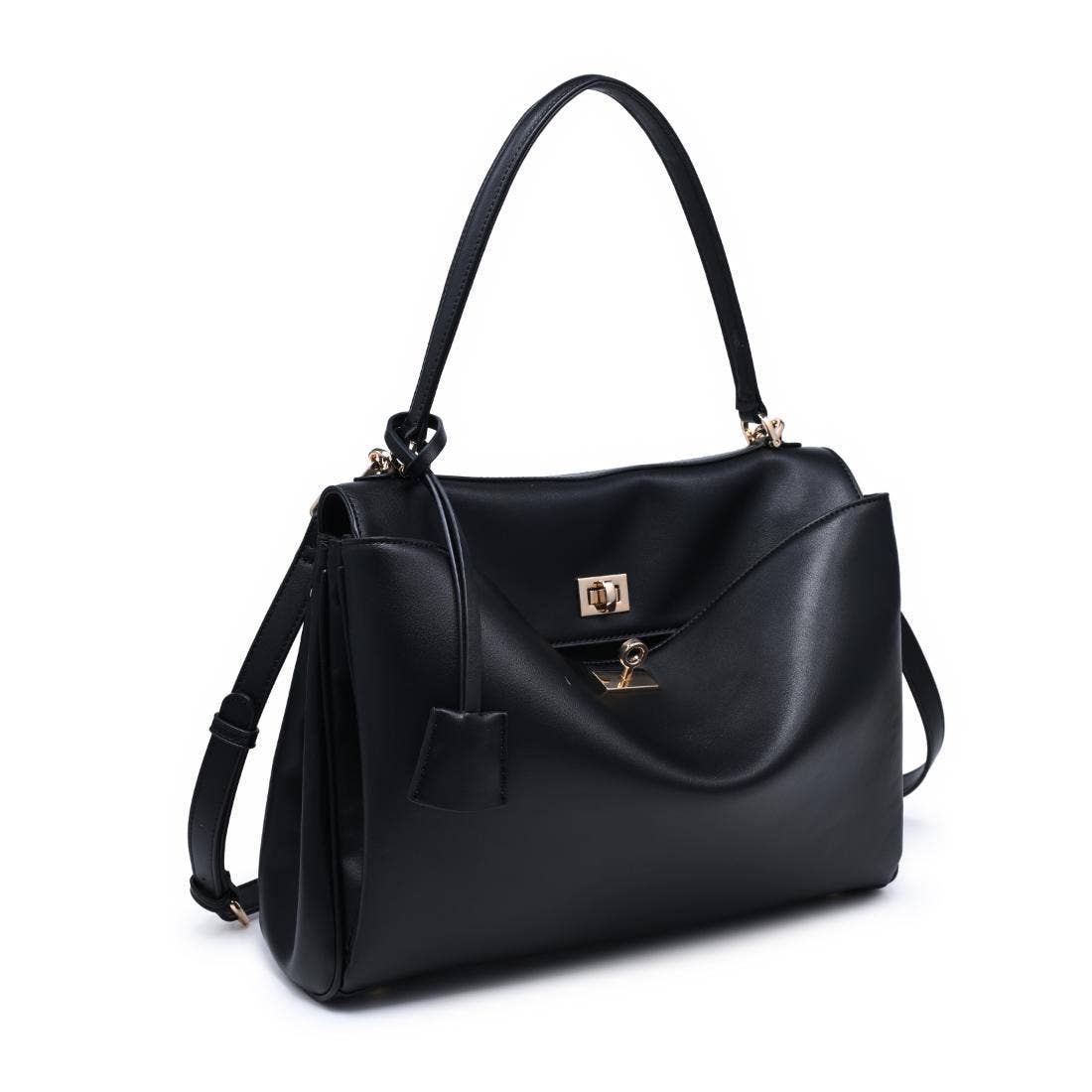 Black vegan leather Satchel