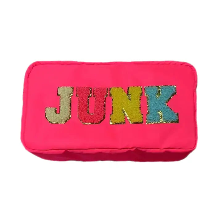 Nylon Cosmetic Bag Pink "Junk" Chenille