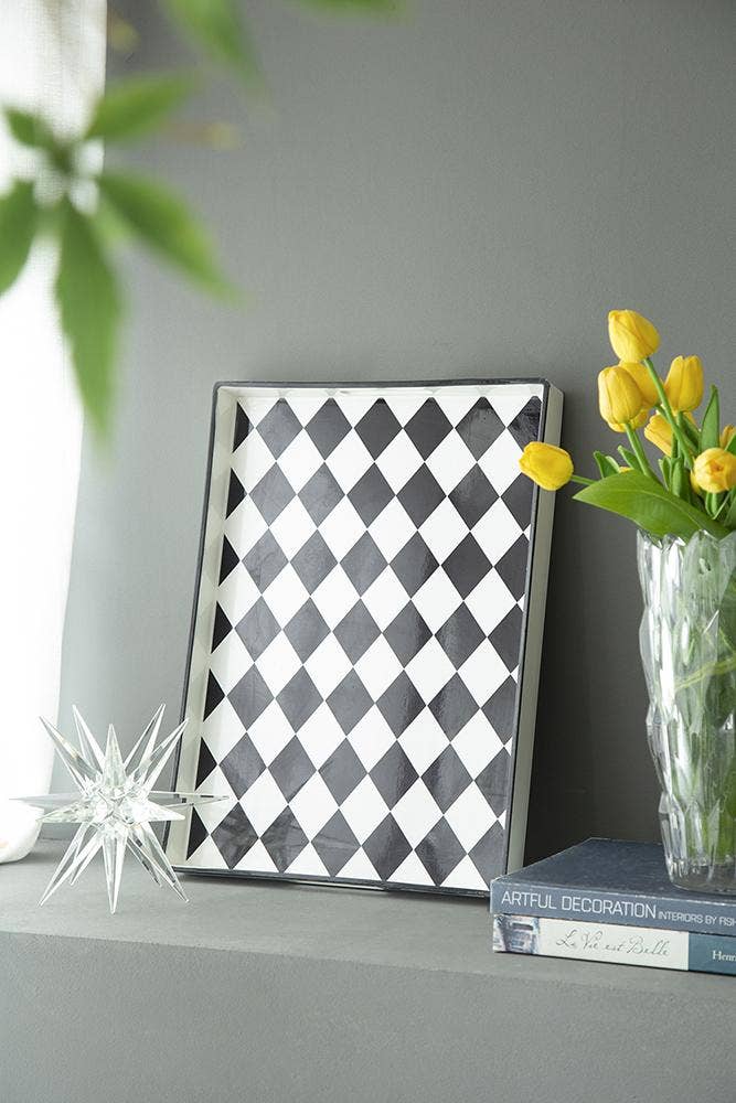 Black and white checkerboard Tray
