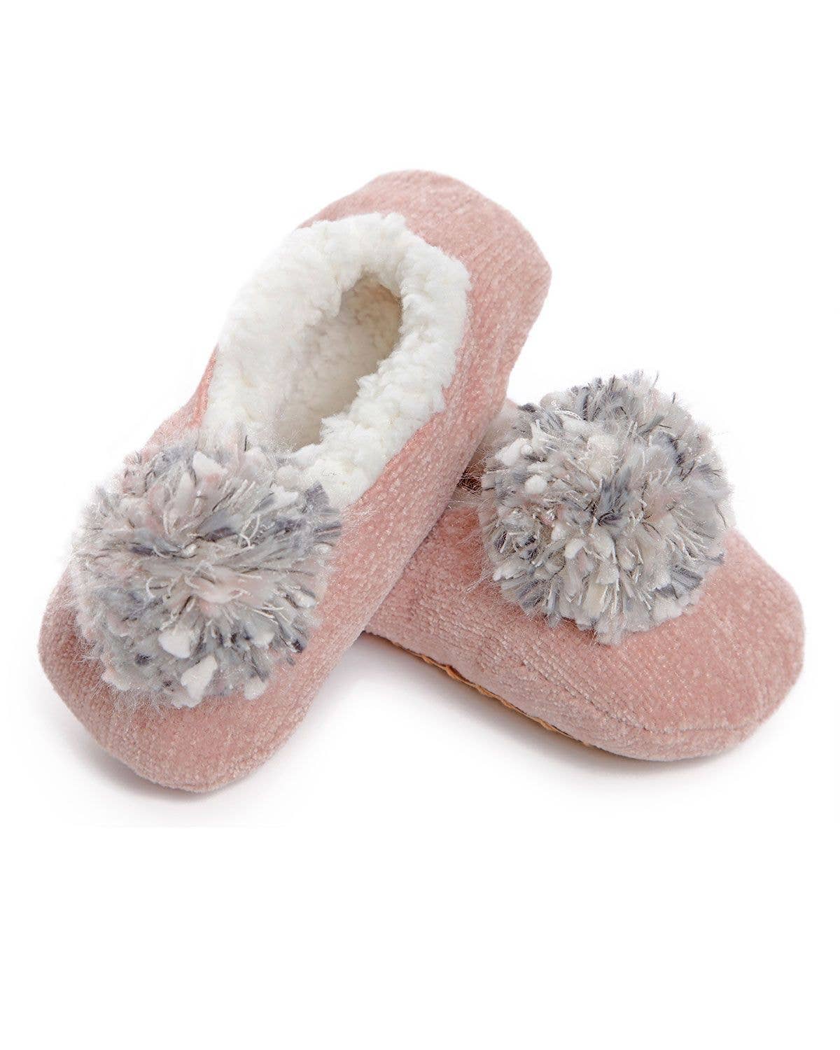 Chenille Pompom Slippers | Pink