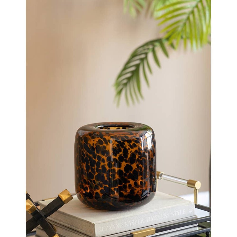 Amber Leopard Glass Vase
