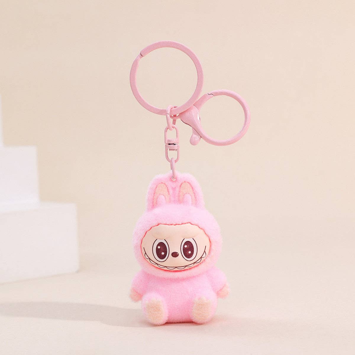 Labubu flocking backpack clip /keychain
