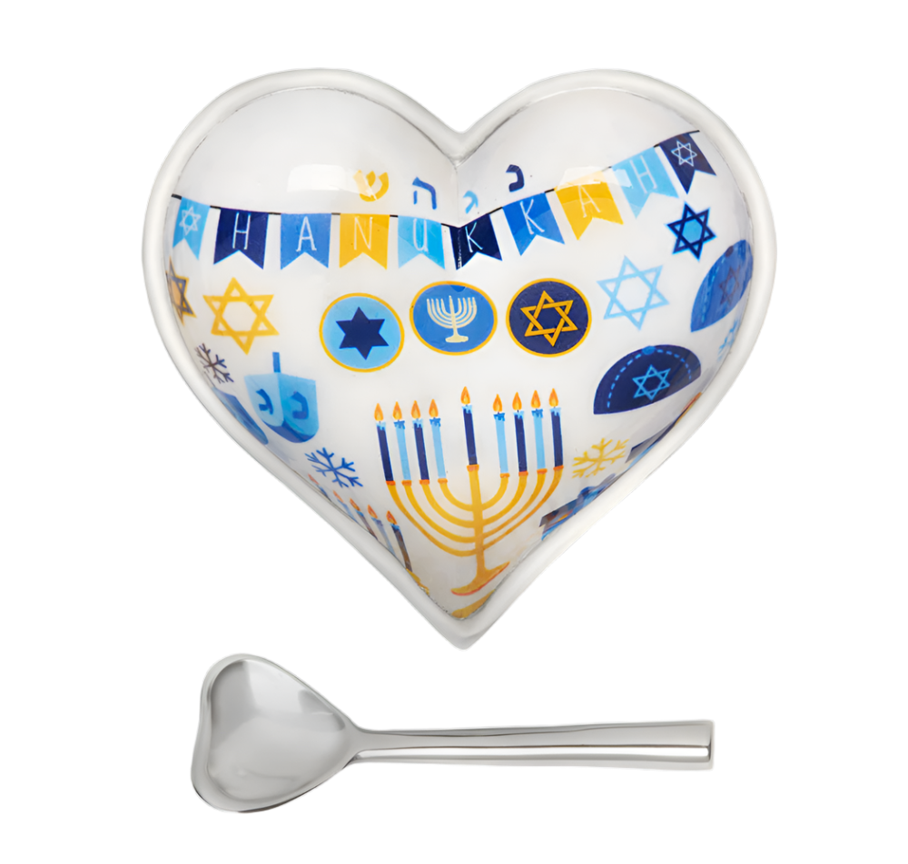 Happy Hanukkah Heart with Heart Spoon