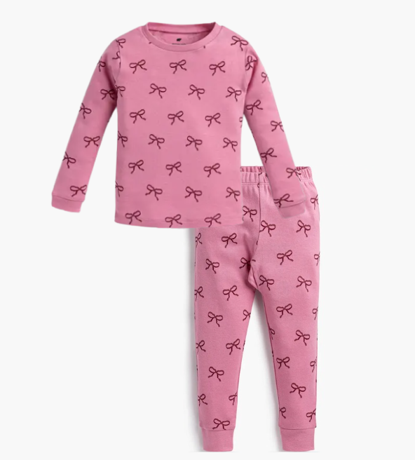 Two-Piece Pajama Set Pink Ribbons