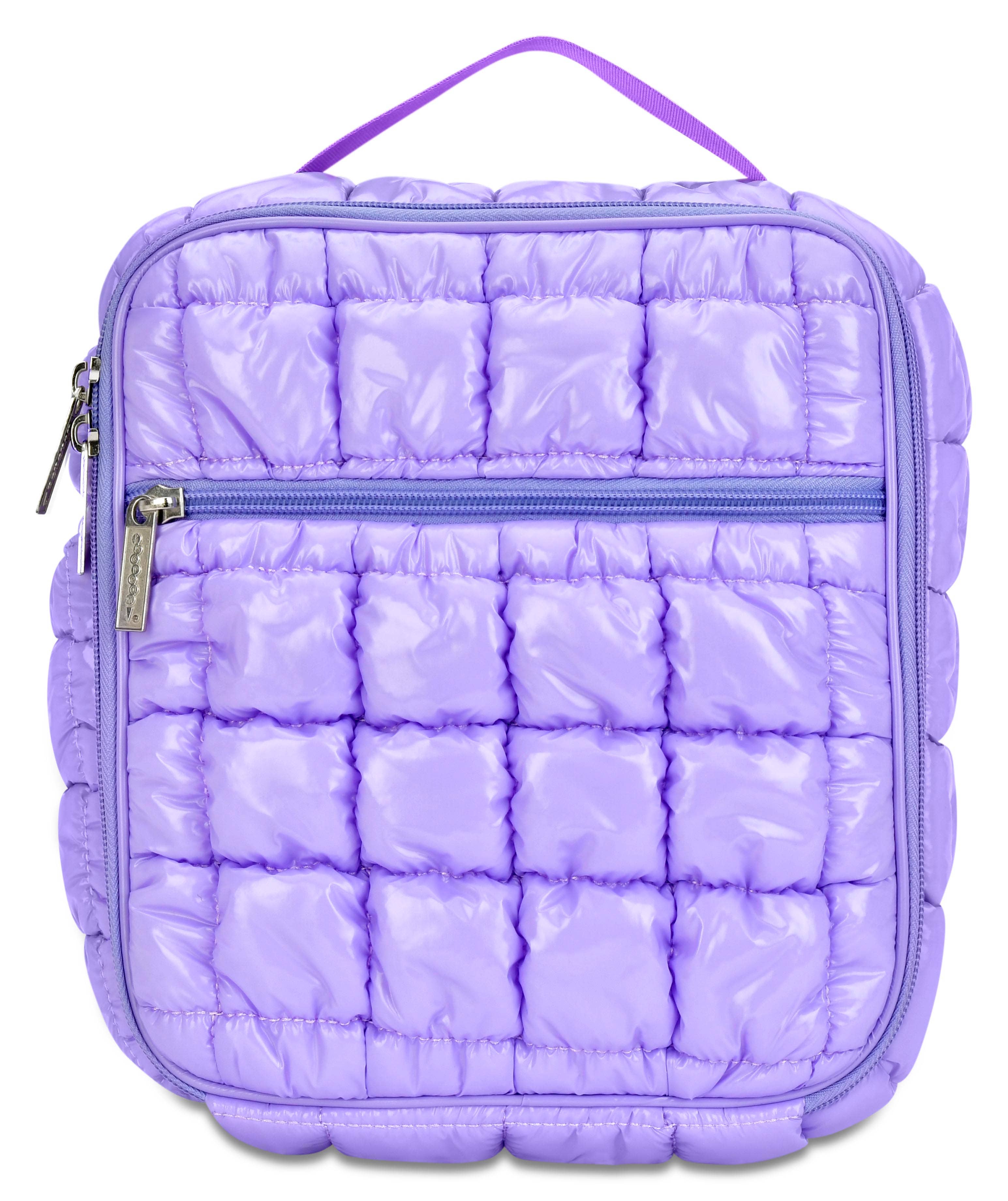 LAVENDER SHINY PUFFER LUNCH TOTE