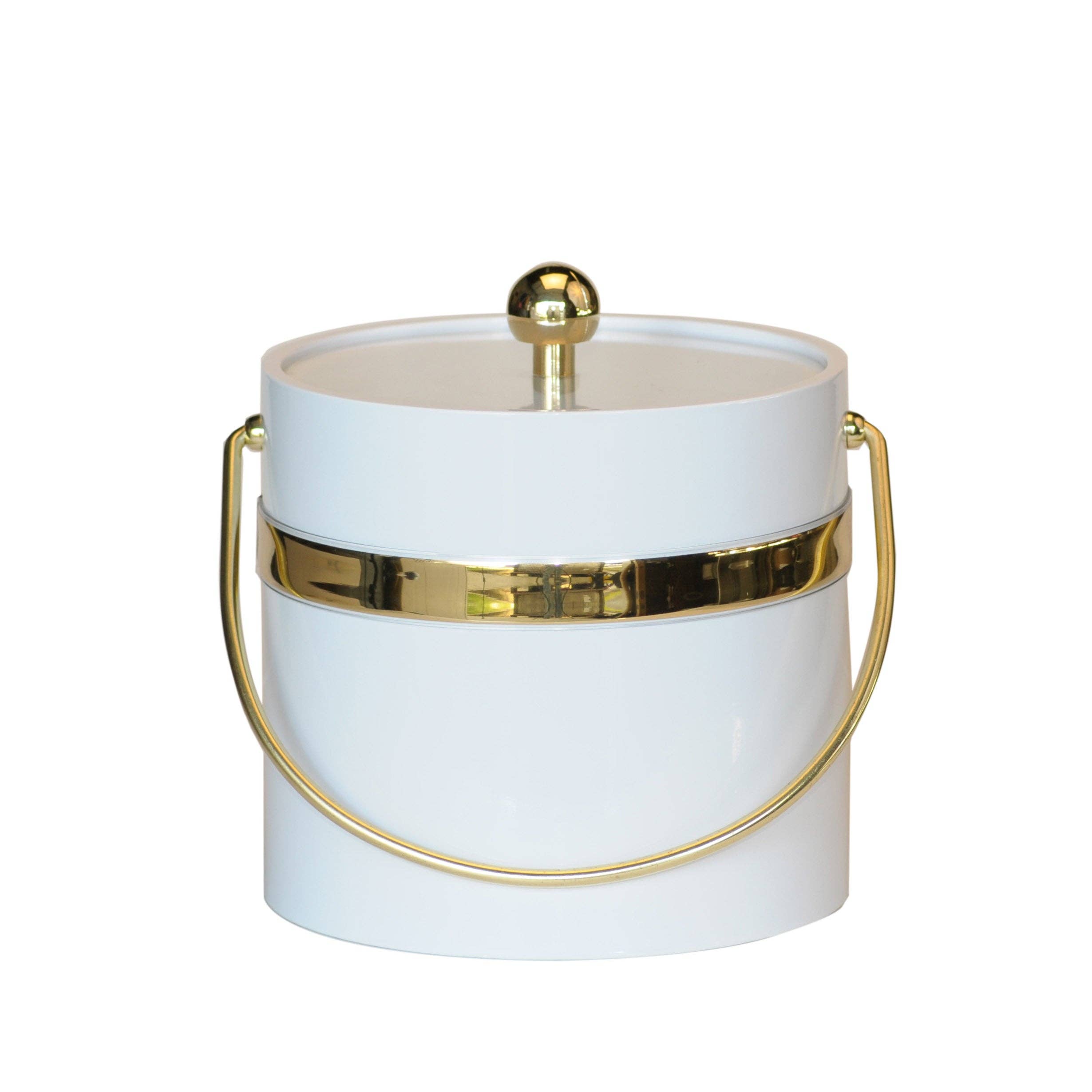 White and Gold Band 3 qt. Ice Bucket