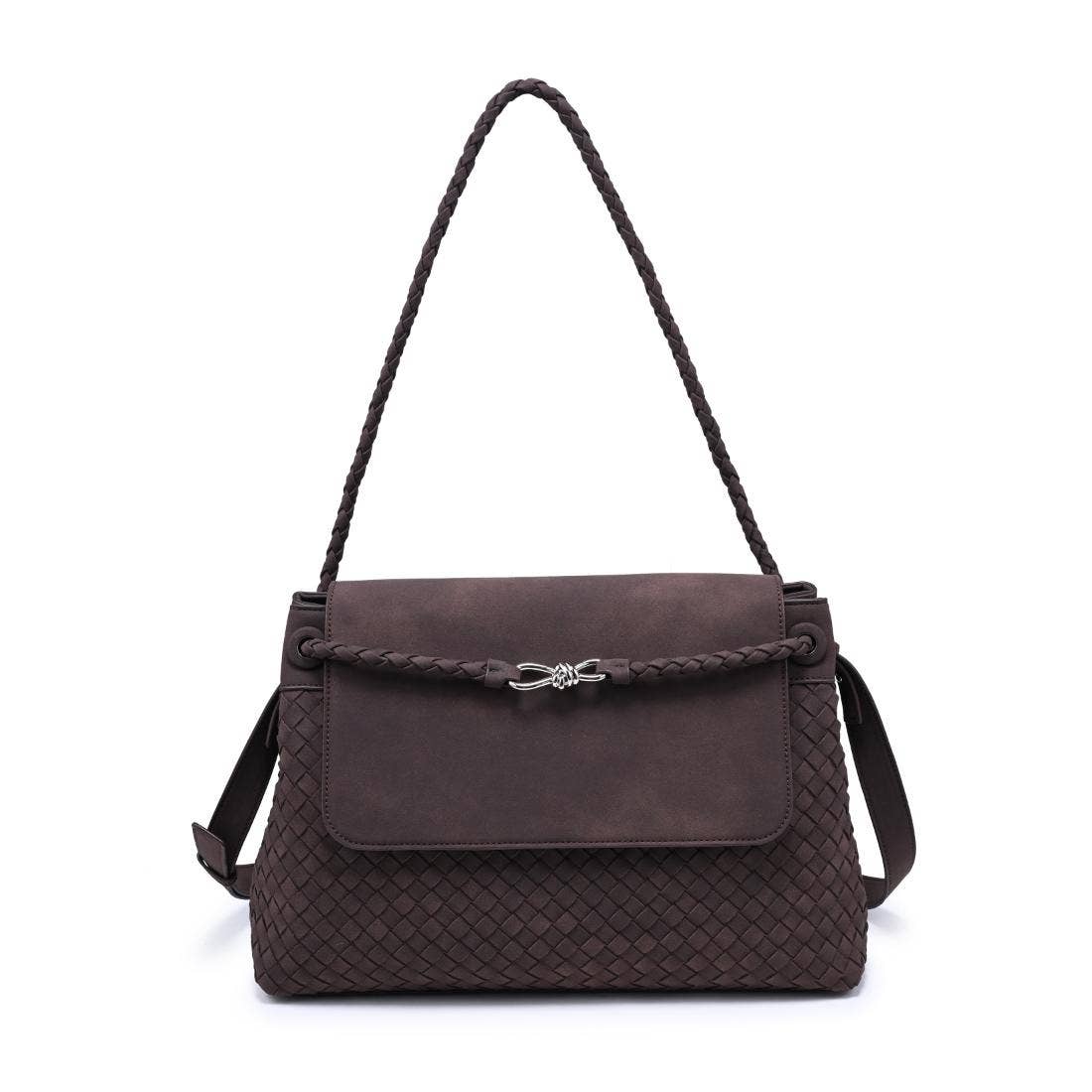 Braided woven Satchel - chocolate