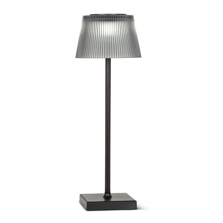 Fluted Shade LED Outdoor Table Lamp - Smoke