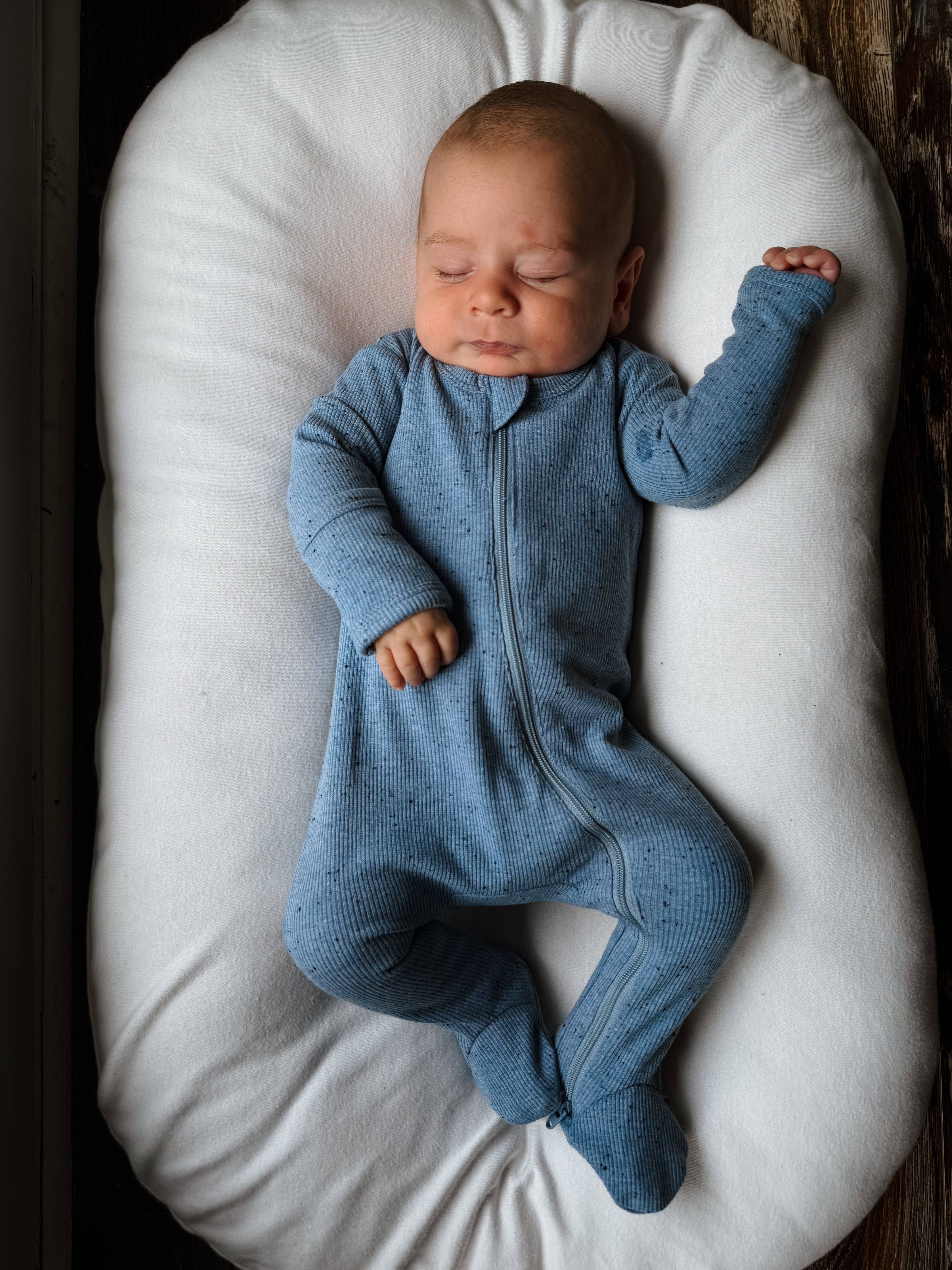 Blue Speckle / 2-Way Zip Footie