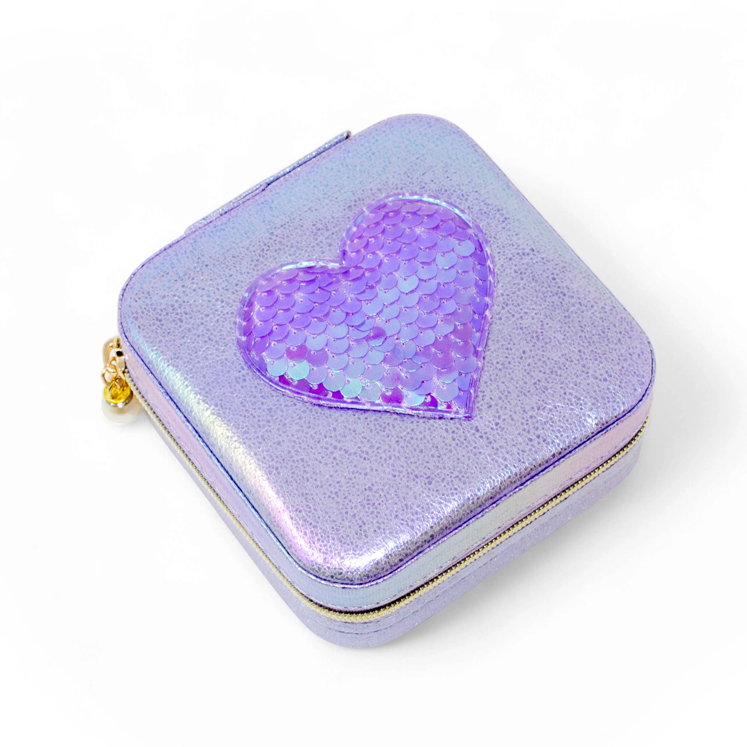 Sparking Sequin Heart Jewelry Box: Purple