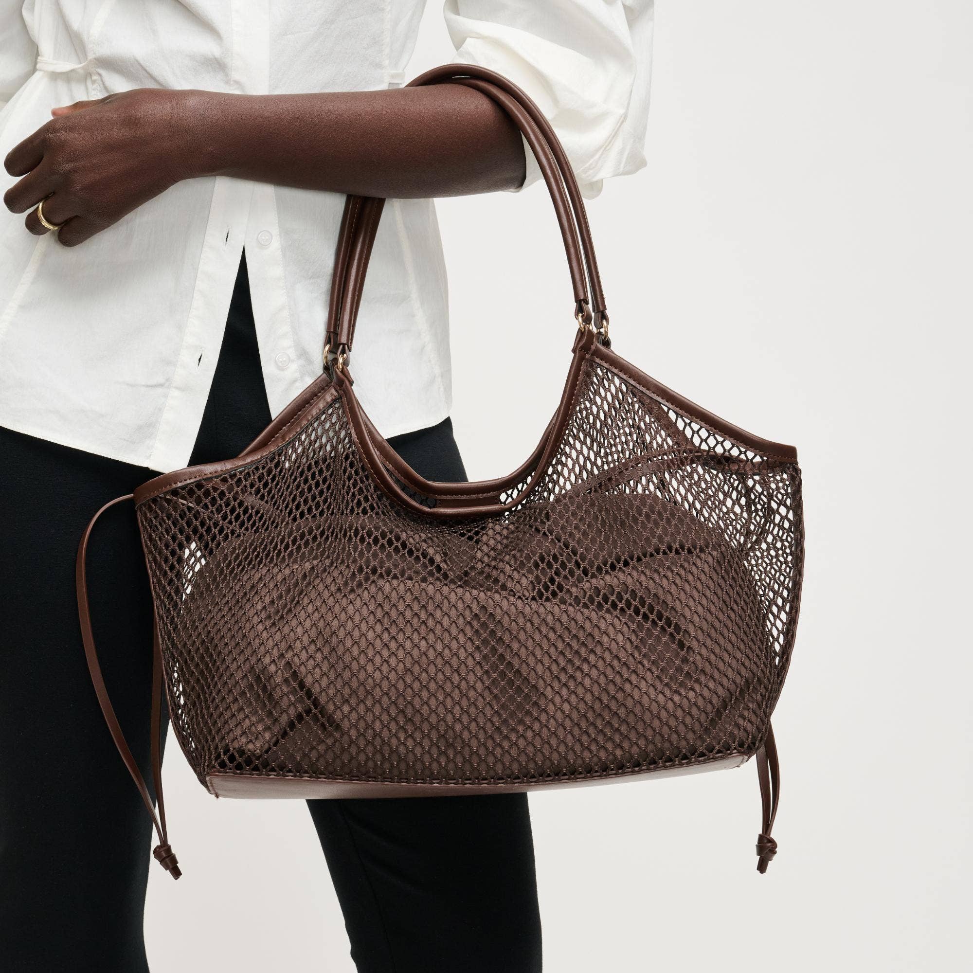 Sac cabas en filet - chocolat