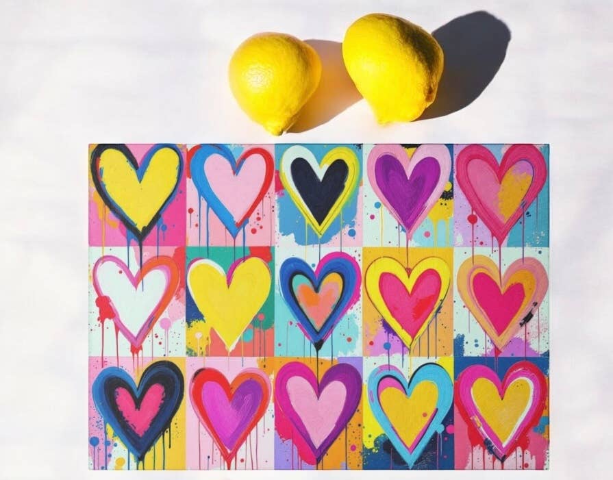 Hearts Art Cutting Board   